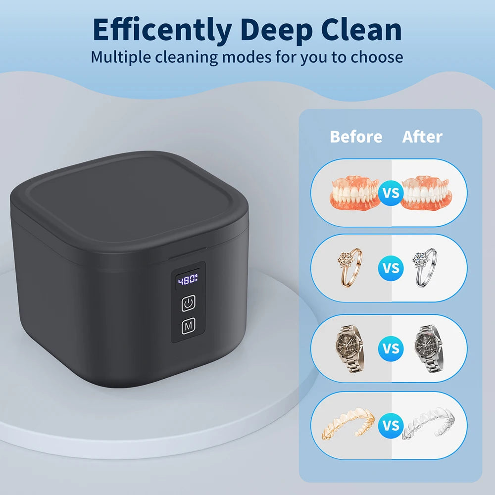 Dental Ultrasonic Retainer Cleaner Machine with UV Light Digital Timer for Denture Mouth Guard Aligner Night Guard 300ML