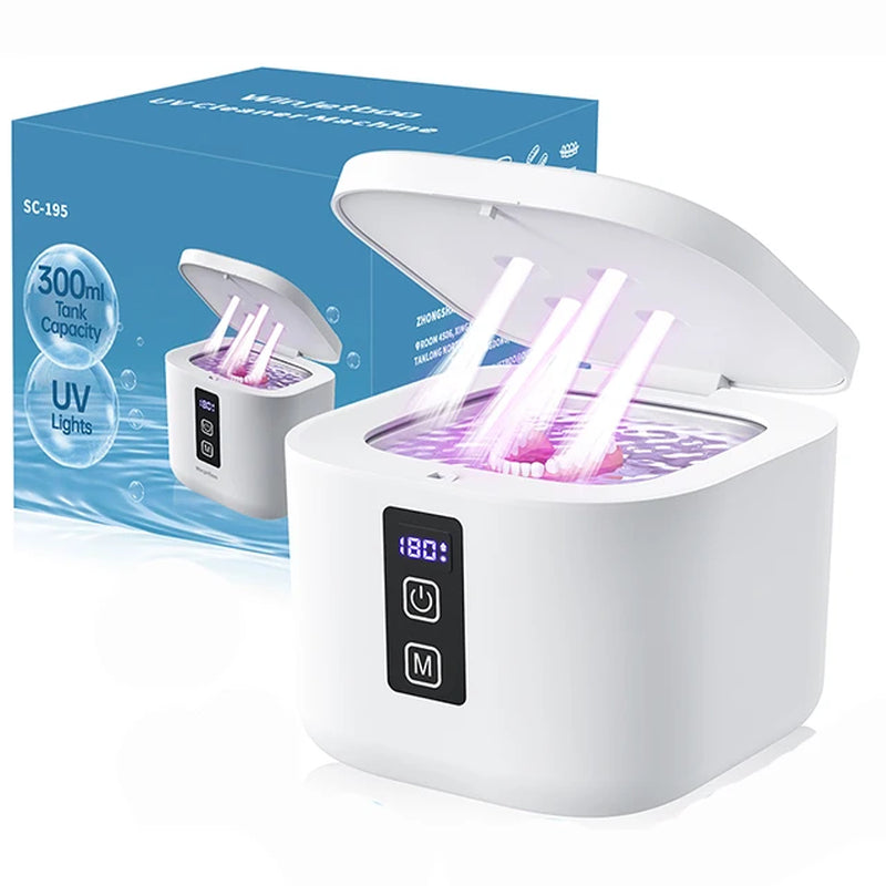 Dental Ultrasonic Retainer Cleaner Machine with UV Light Digital Timer for Denture Mouth Guard Aligner Night Guard 300ML