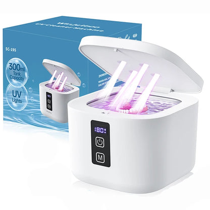 Dental Ultrasonic Retainer Cleaner Machine with UV Light Digital Timer for Denture Mouth Guard Aligner Night Guard 300ML