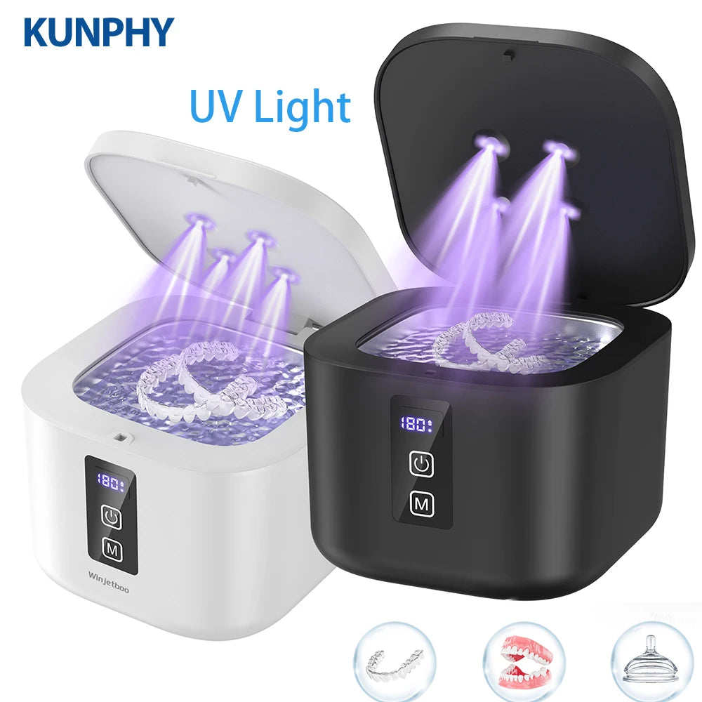 Dental Ultrasonic Retainer Cleaner Machine with UV Light Digital Timer for Denture Mouth Guard Aligner Night Guard 300ML