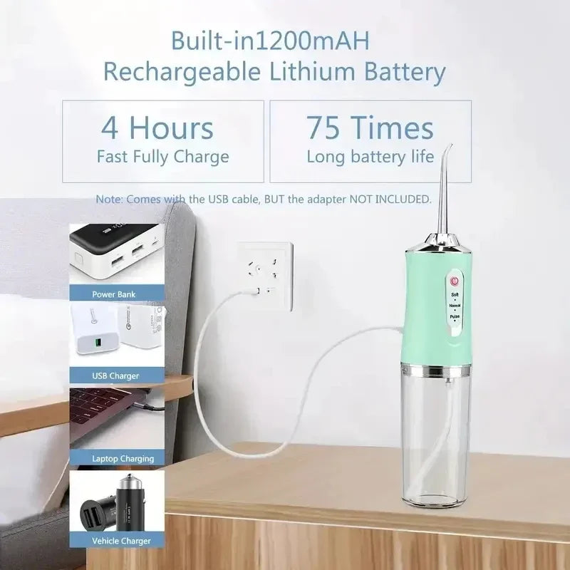 TrayVersa Cordless Water Flosser - 1200mAh battery and charging options