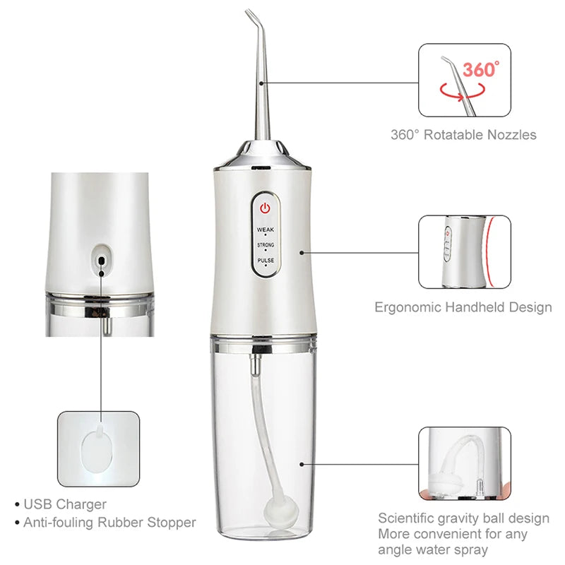 TrayVersa Cordless Water Flosser - 360 rotatable nozzle design
