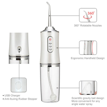 TrayVersa Cordless Water Flosser - 360 rotatable nozzle design