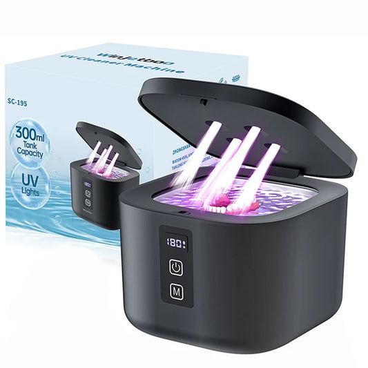 Dental Ultrasonic Retainer Cleaner Machine with UV Light Digital Timer for Denture Mouth Guard Aligner Night Guard 300ML