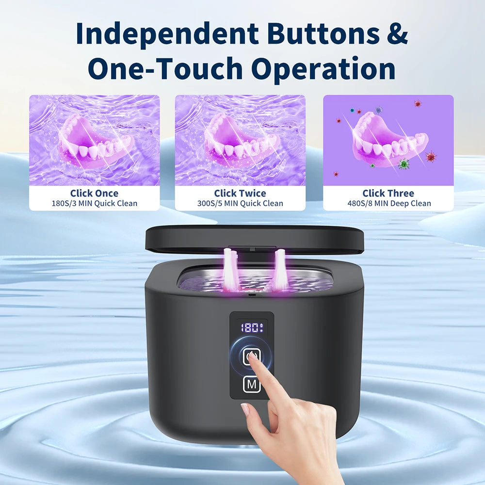 Dental Ultrasonic Retainer Cleaner Machine with UV Light Digital Timer for Denture Mouth Guard Aligner Night Guard 300ML